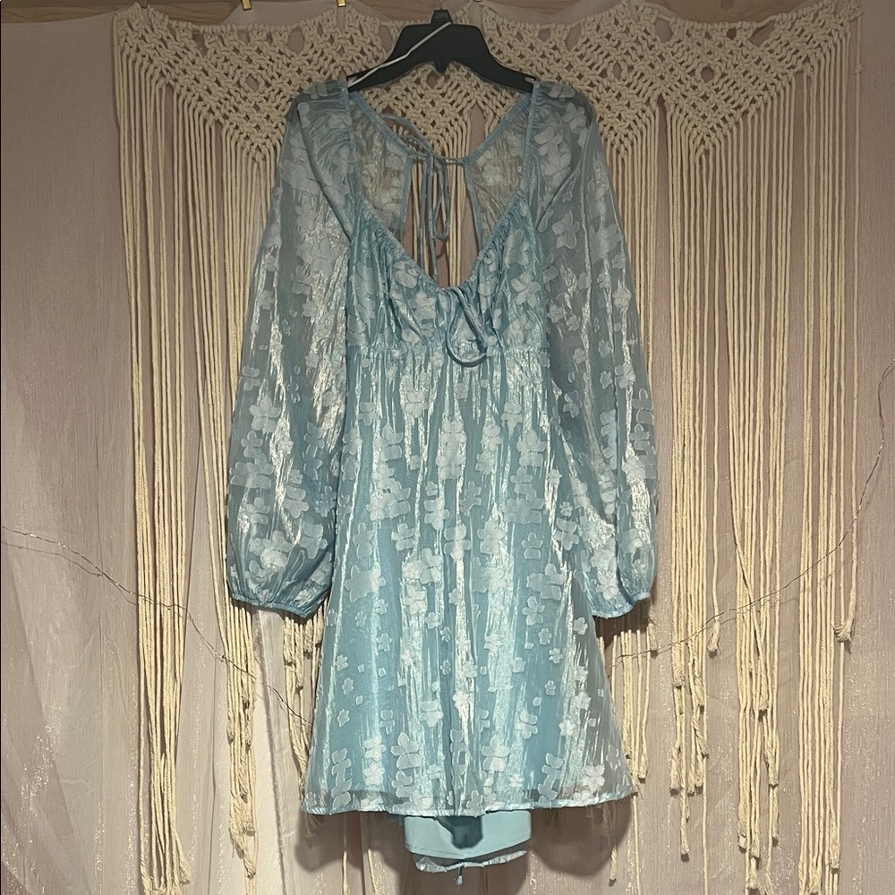 Princess Polly Blue Floral Long Sleeve Dress